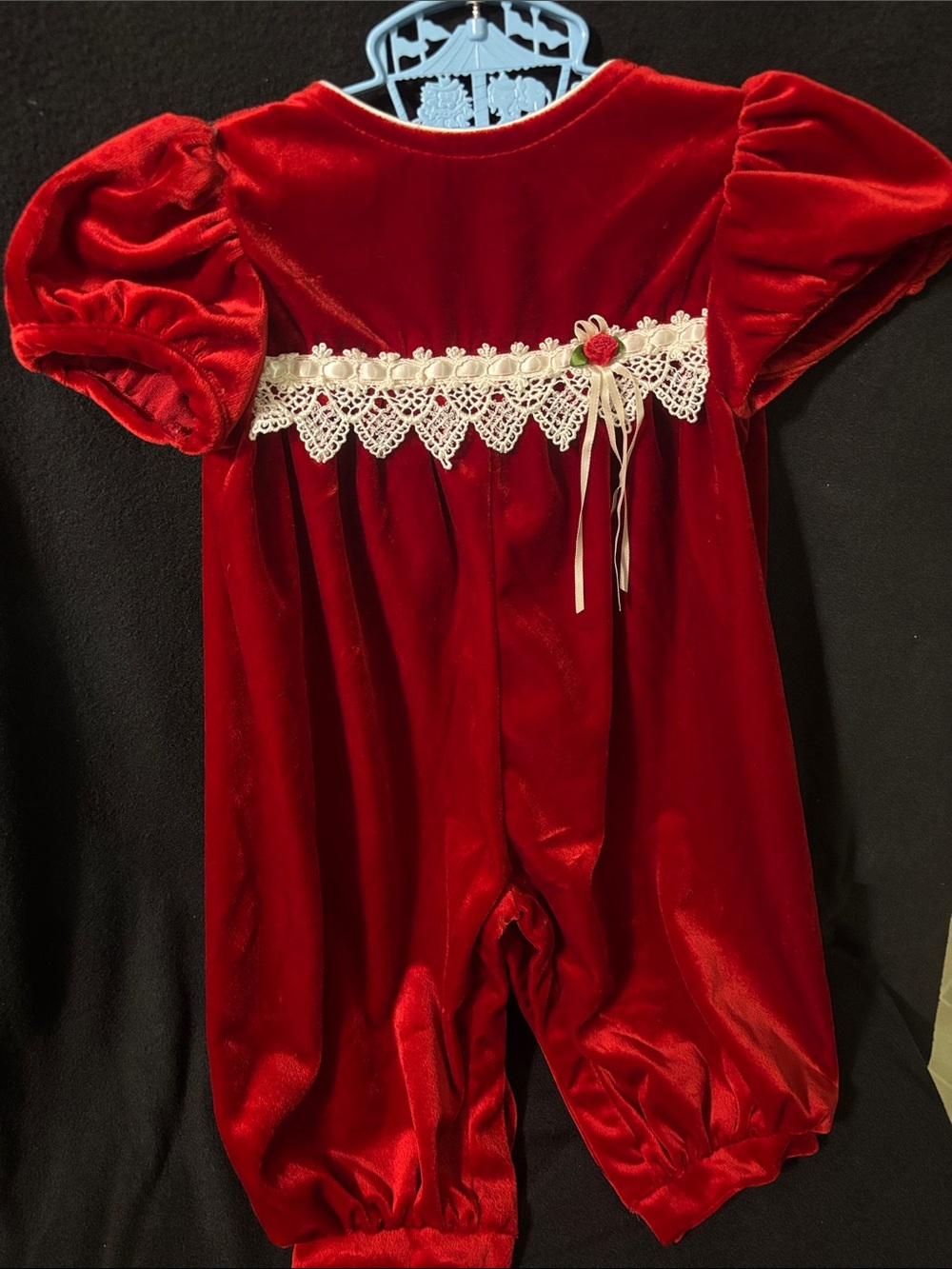 Vintage Red velvet infant romper super adorable size 6/9 months